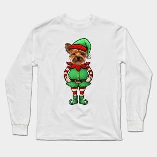 Yorkshire Terrier Christmas Elf Long Sleeve T-Shirt